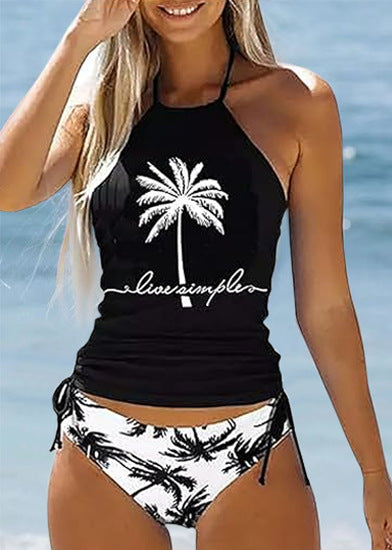 Wholesale Coconut Tree Print Tie-Strap Bikini
